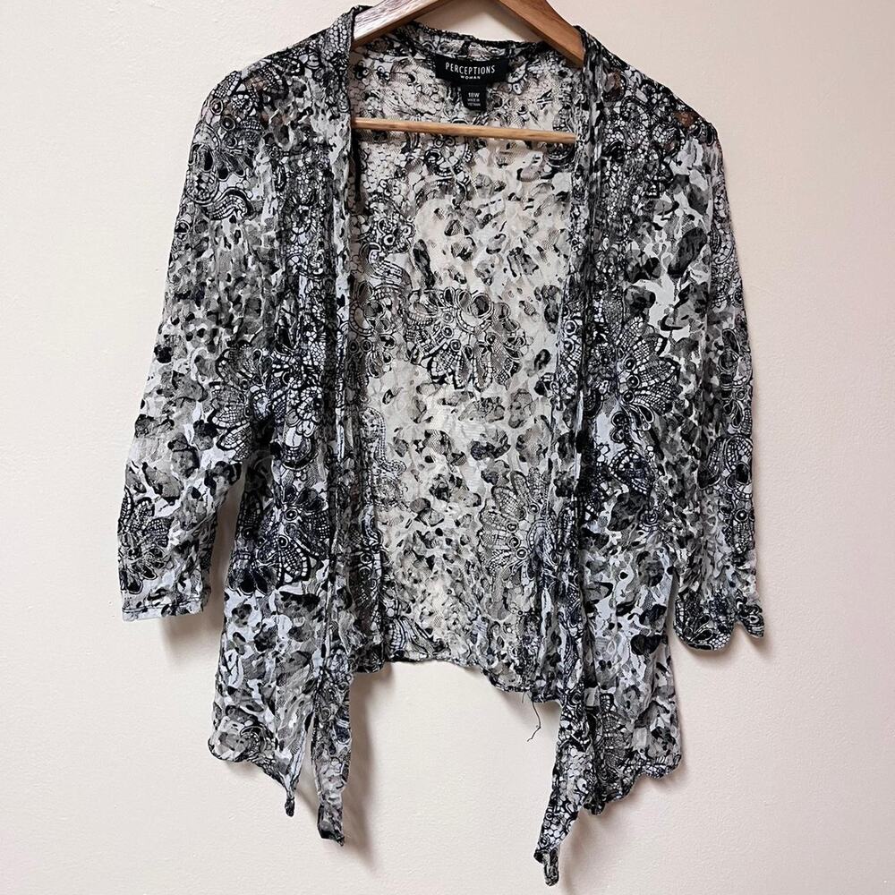 Black white sheer floral